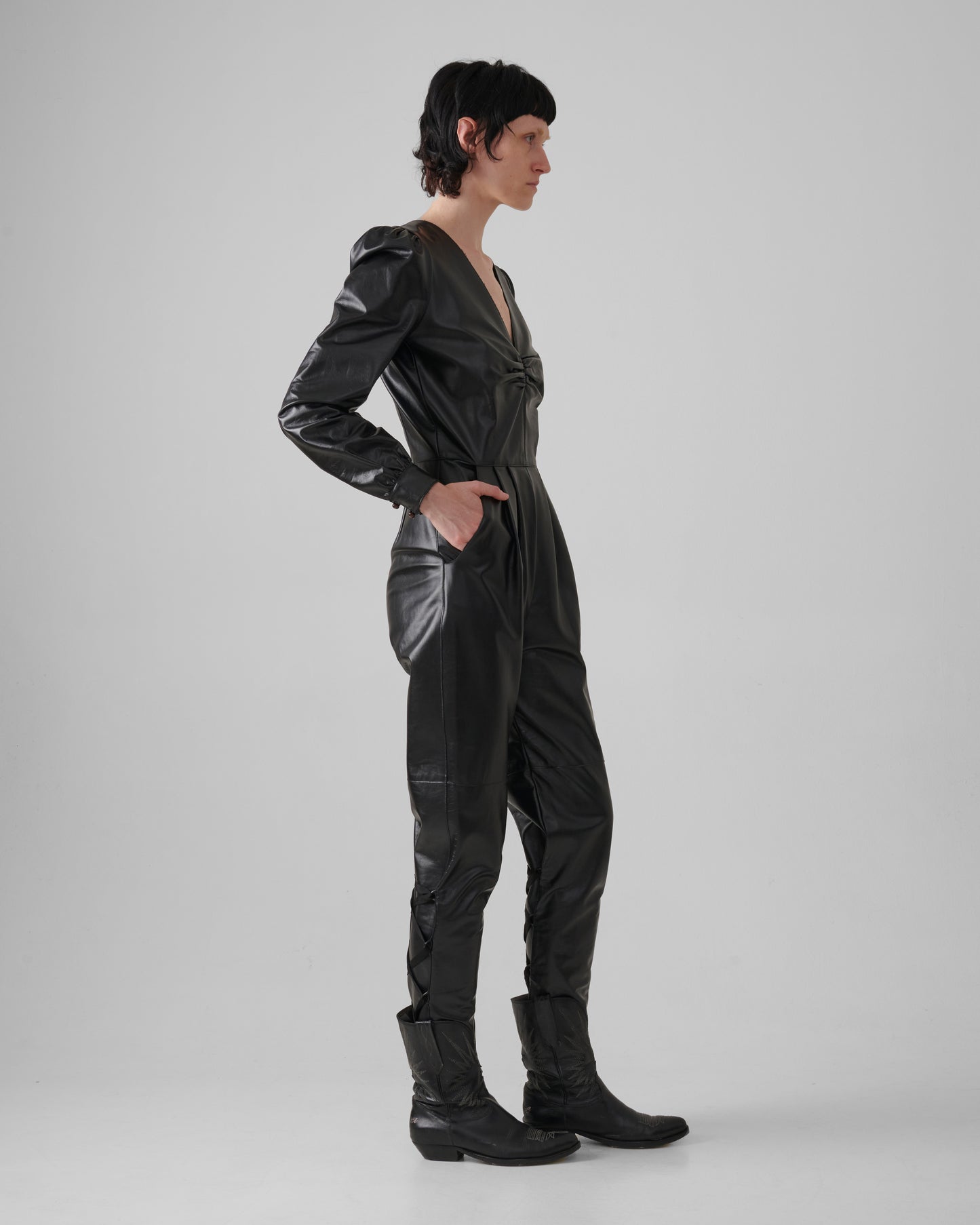 Iconico Leather Jumpsuit Night