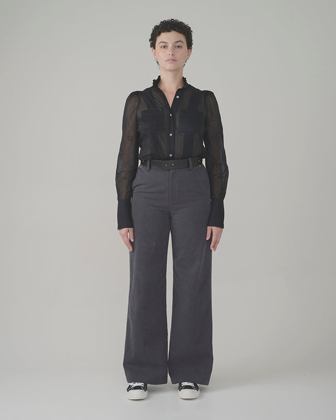 Guayabera Negra Long Sleeve Blouse