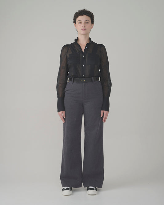 Guayabera Negra Long Sleeve Blouse